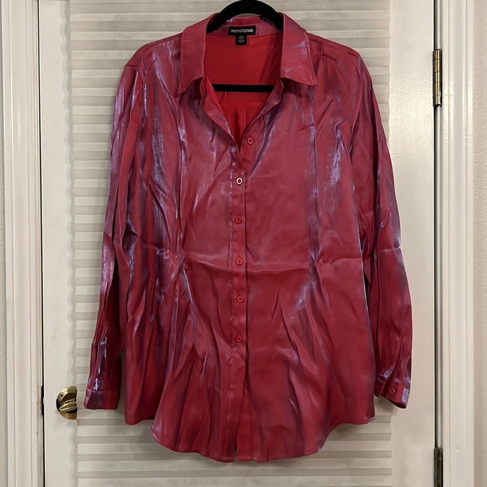 Shiny metallic pink blouse